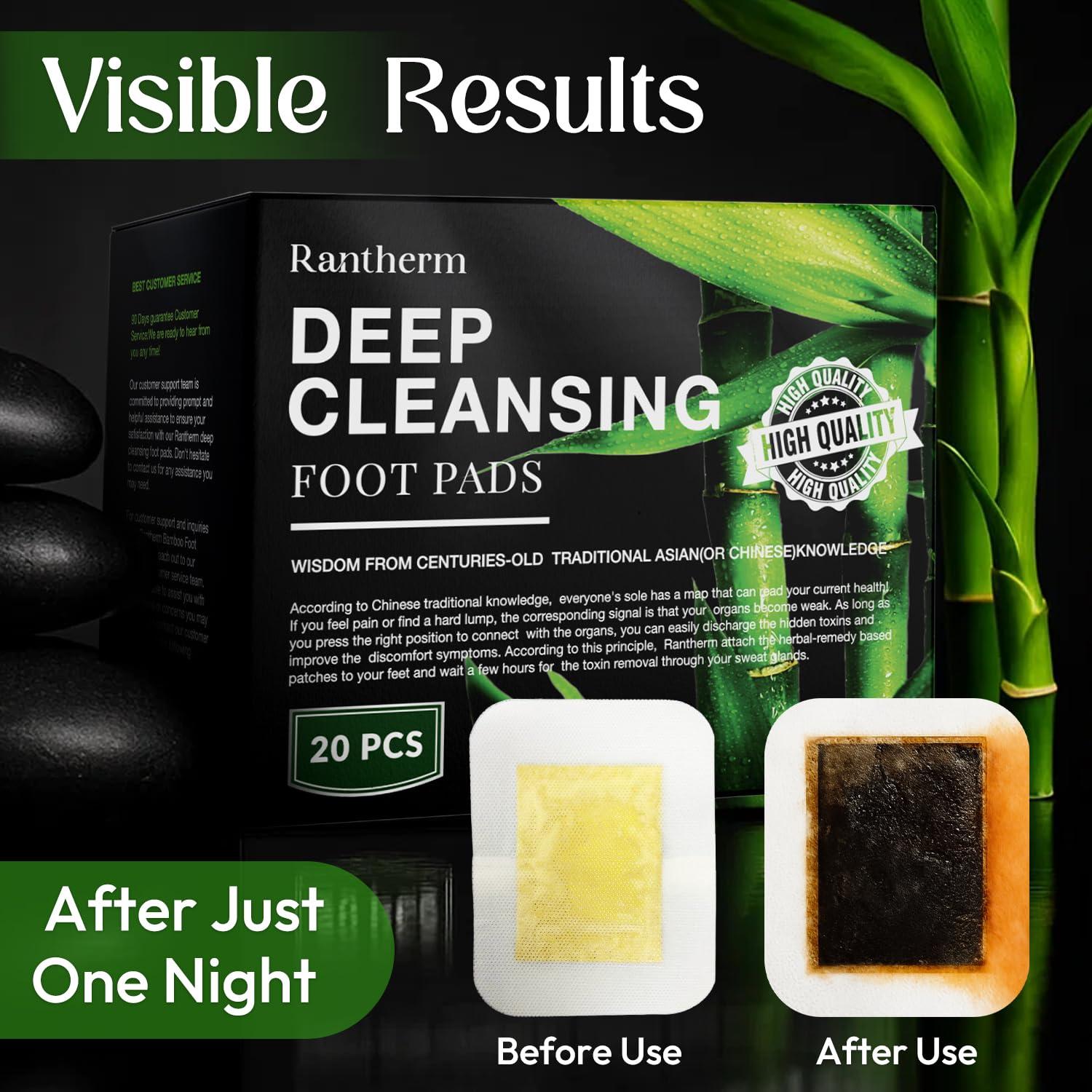 Rantherm Foot Paches, Premium Deep Cleansing Foot Pads, Bamboo Foot Paches, Ginger Foot Pads for Promoting Sleeping, Relieving Fatigue and Relaxing Muscles & Tendons and Eliminate Moisture 20 Packs