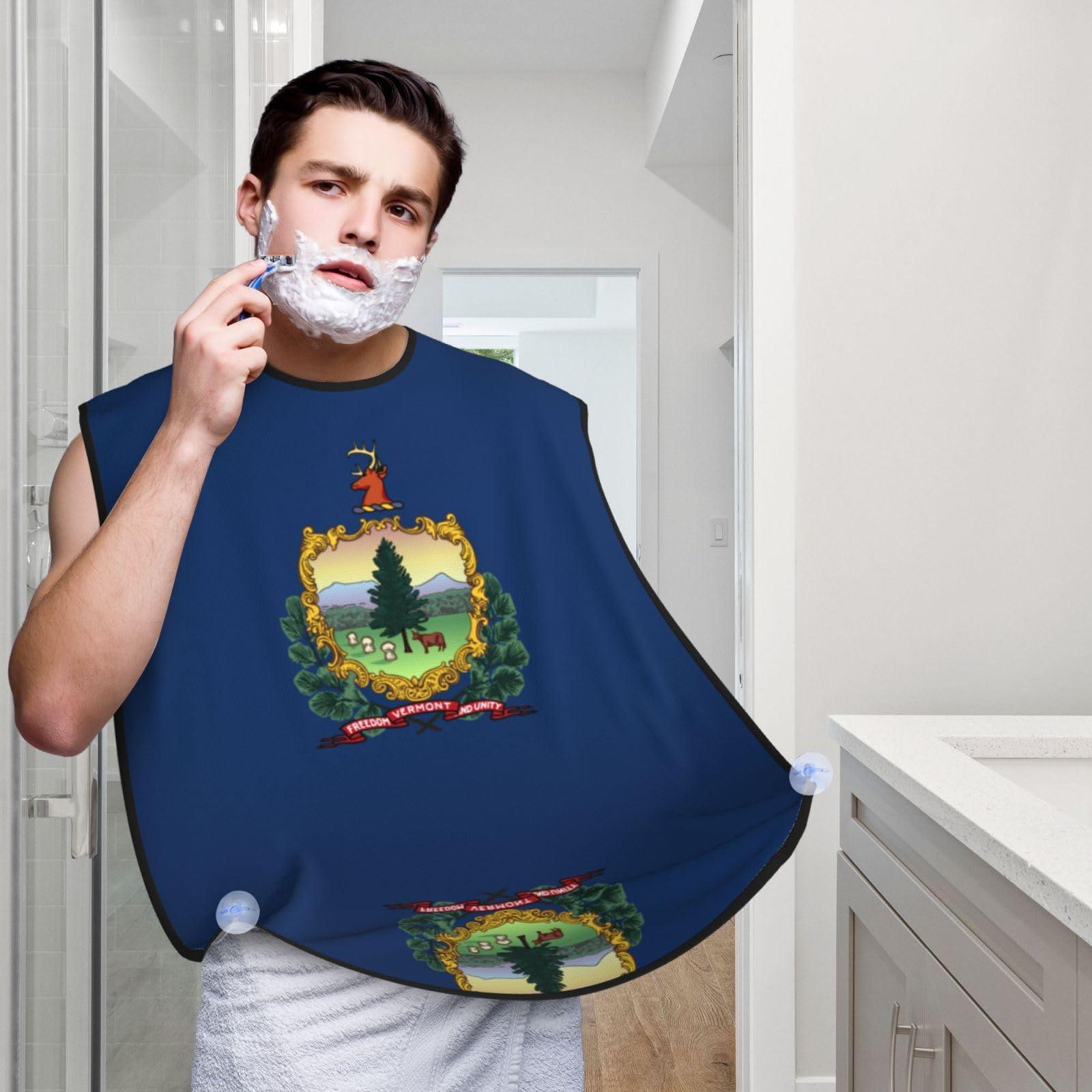 NOUZU NOUZU Vermont State Flag Print Beard Bib Apron For Men, Beard Hair Catcher For Men Shaving Trimming,Beard Cape Cloth, Black