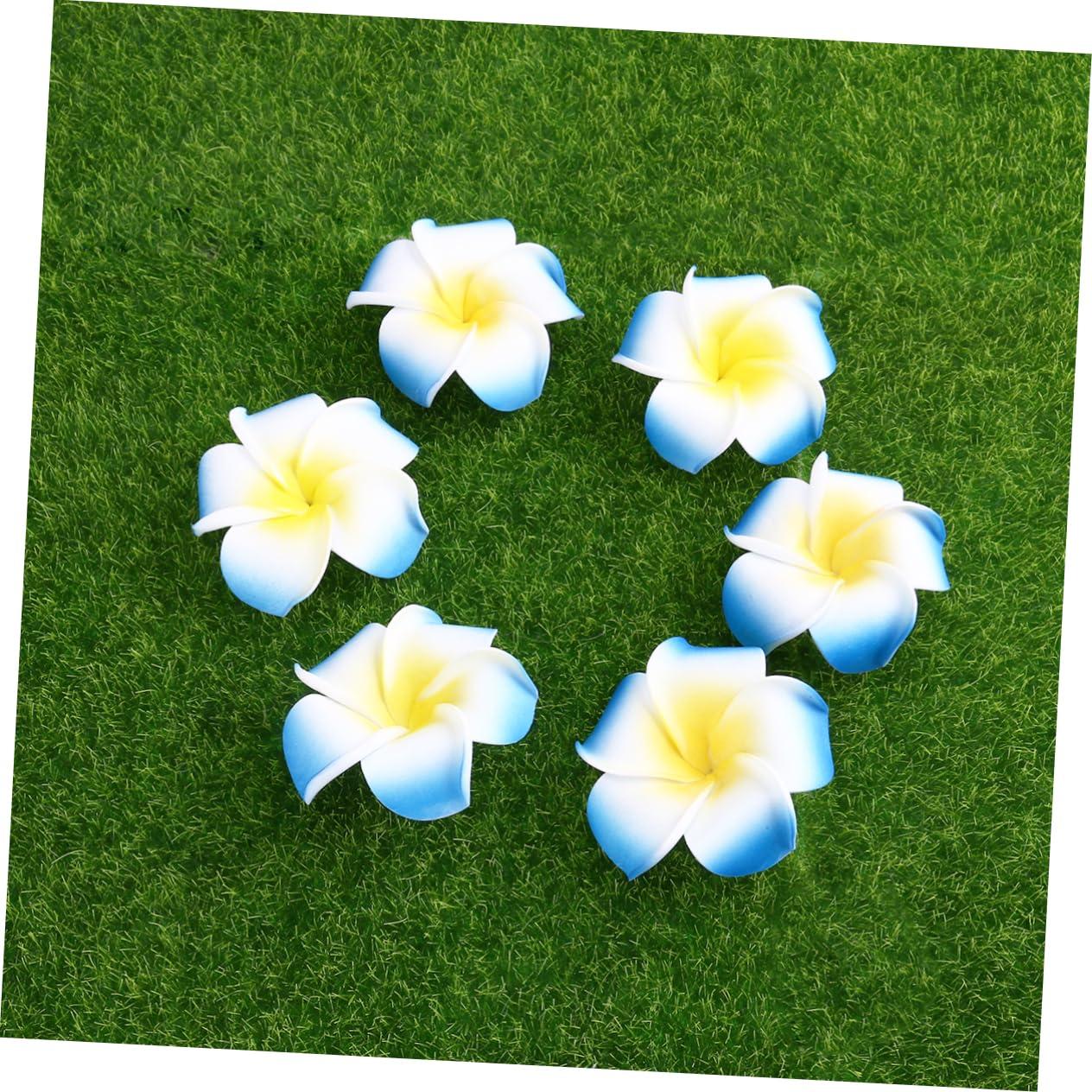 Ciieeo Ciieeo Set of 100 6cm Plumeria Fake Flowers Wedding Decorations Party Supplies Foam Hair Clip