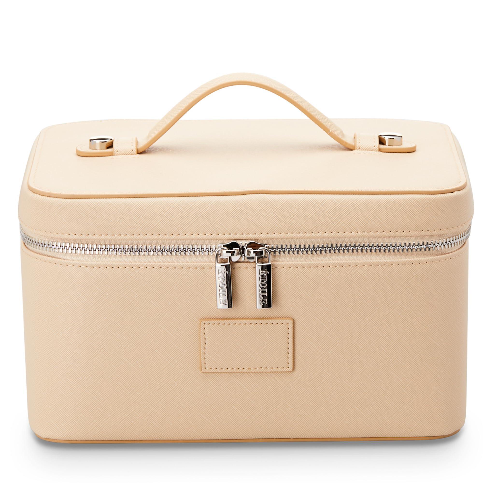 ETOILE ETOILE - Vanity Case Beige - Stylish Travel Makeup Bag Organizer with Dividers