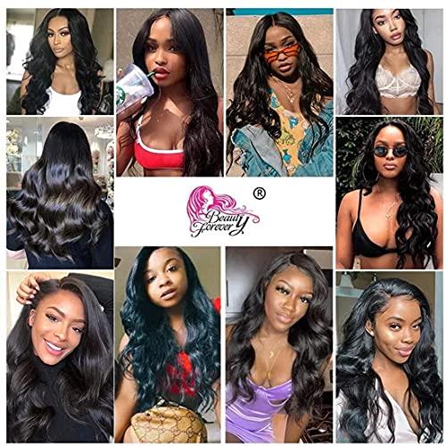Beauty Forever Beauty Forever 5X5 HD Transparent Lace Closure with 3 Bundles Body Wave Unprocessed Virgin Human Hair Natural Color