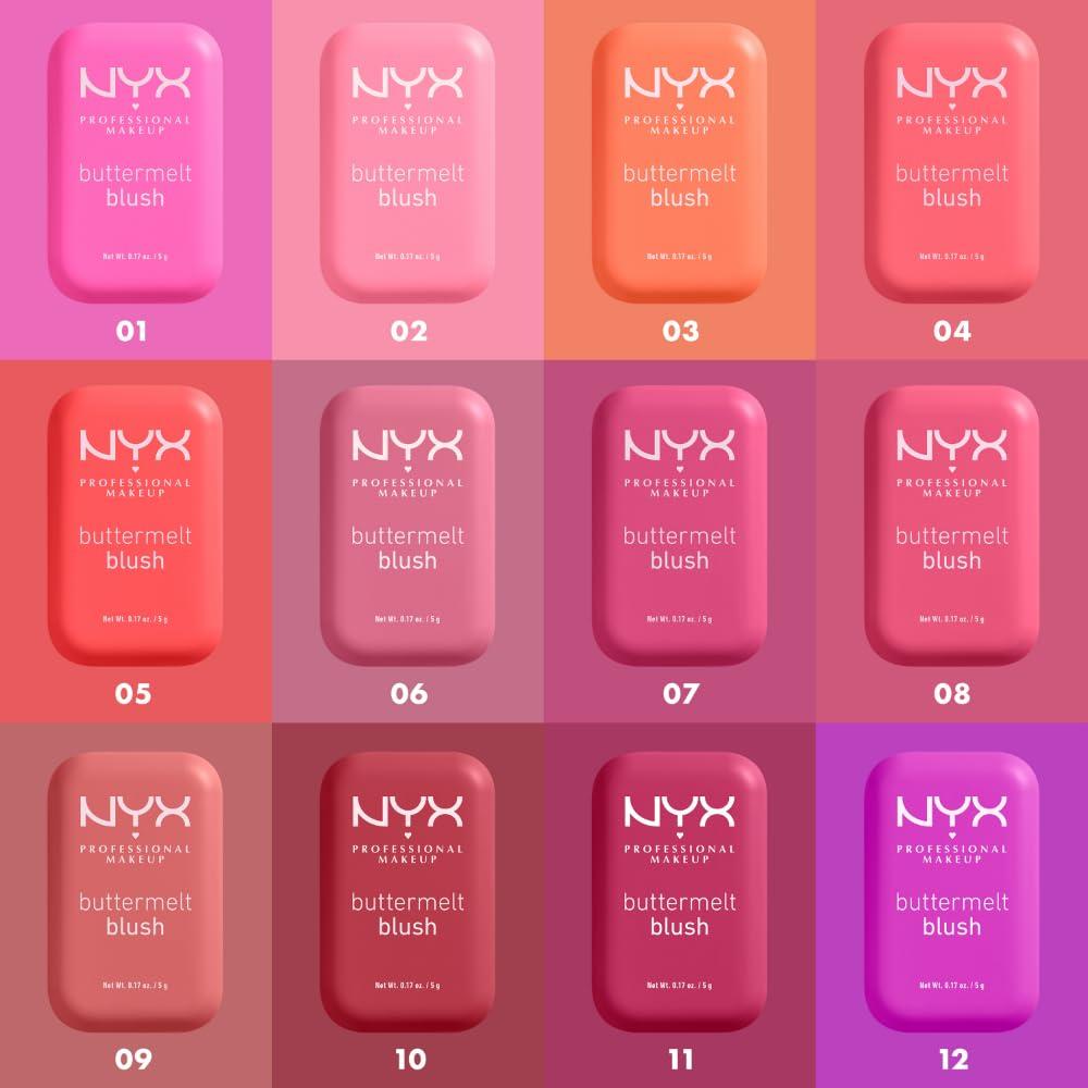NYX PROFESSIONAL MAKEUP NYX PROFESSIONAL MAKEUP Buttermelt Powder Blush, Fade and Transfer-Resistant Blush, Up to 12HR Make Up Wear, Vegan Formula - All The Butta