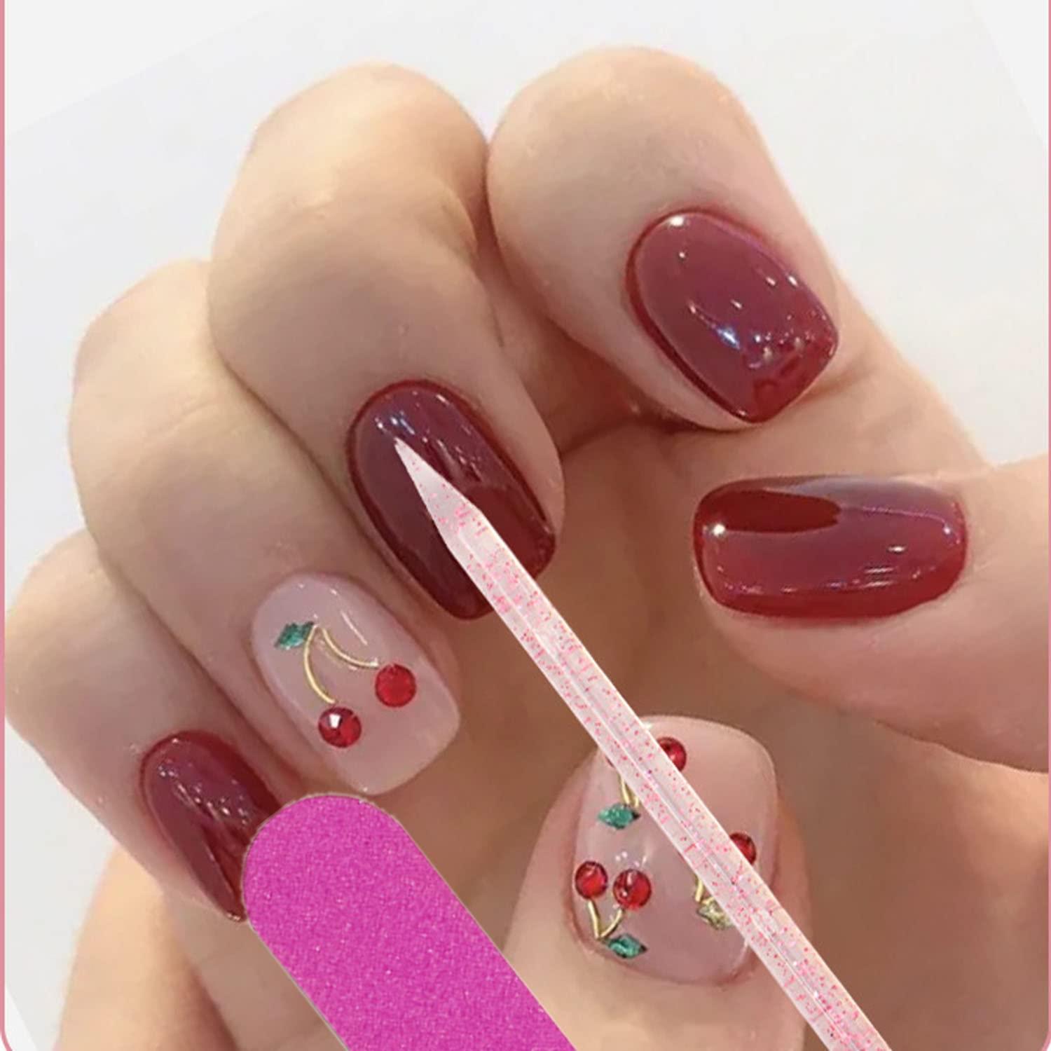 Ourart 100 PCS Nail Sticks, 100 PCS Mini Nail Files Double Sided Nail Buffer, Nail Care Sticks, Cuticle Manicure and Pedicure Stick for Fingernail, Cleaning Cuticle Stick - Pink