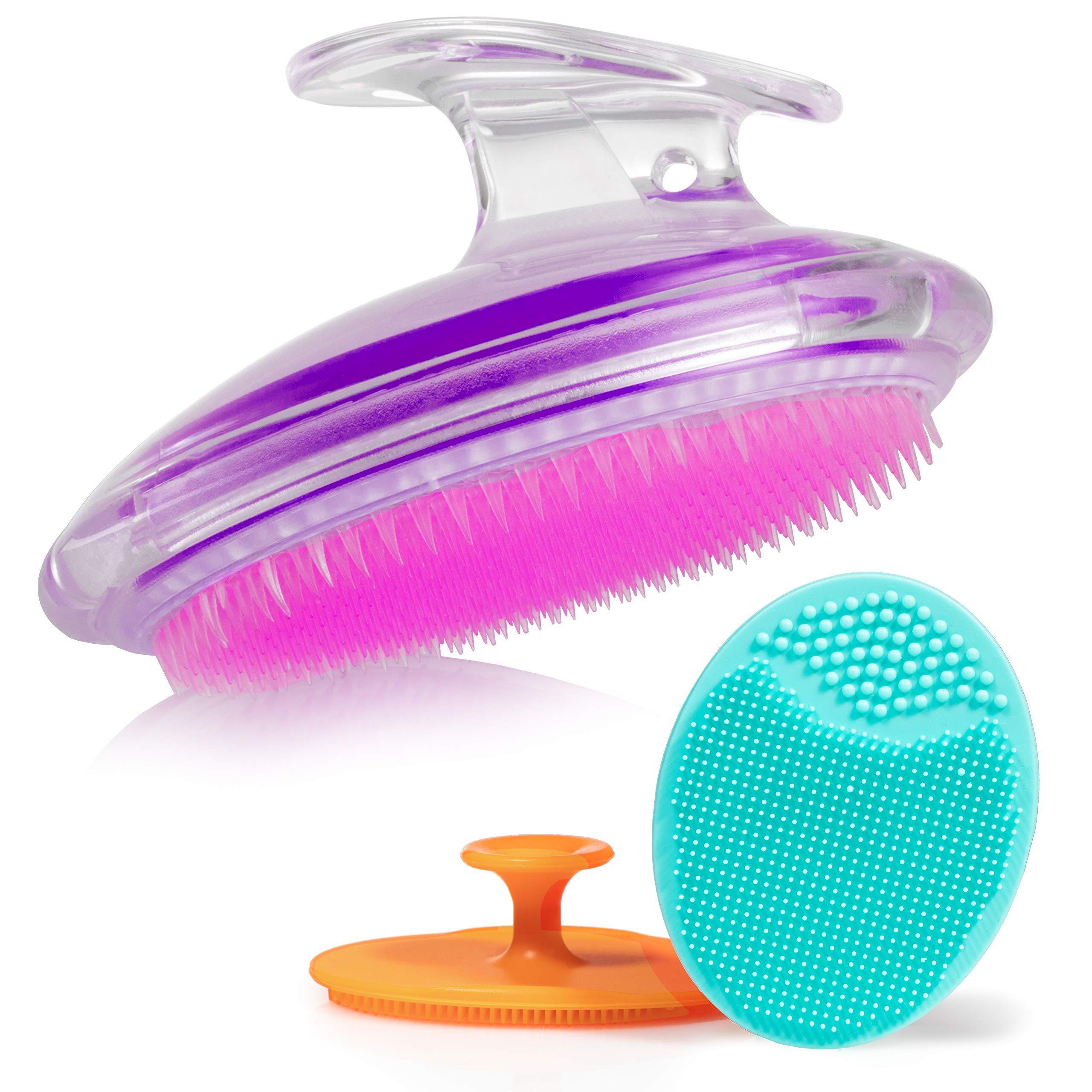 Dylonic Dylonic 3 Pack Body and Face Exfoliating Brushes for Ingrown Hairs Treatment, Razor Bumps, Shaving Irritation - Silicone Scrubbers Gift Set, Skin Exfoliator Brush Dry Brushing Loofah for Smooth Skin