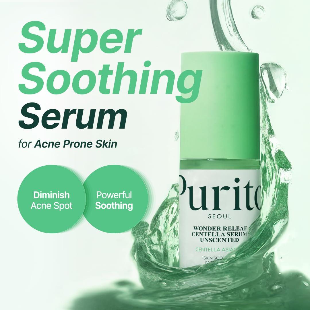 PURITO PURITO Centella Unscented Serum, Korean Centella, for All Skin Types, Ampoule, Soothing, Calming, Facial Serum for face, Vegan & Cruelty-Free, Korean Skin Care, 60ml 2fl.oz