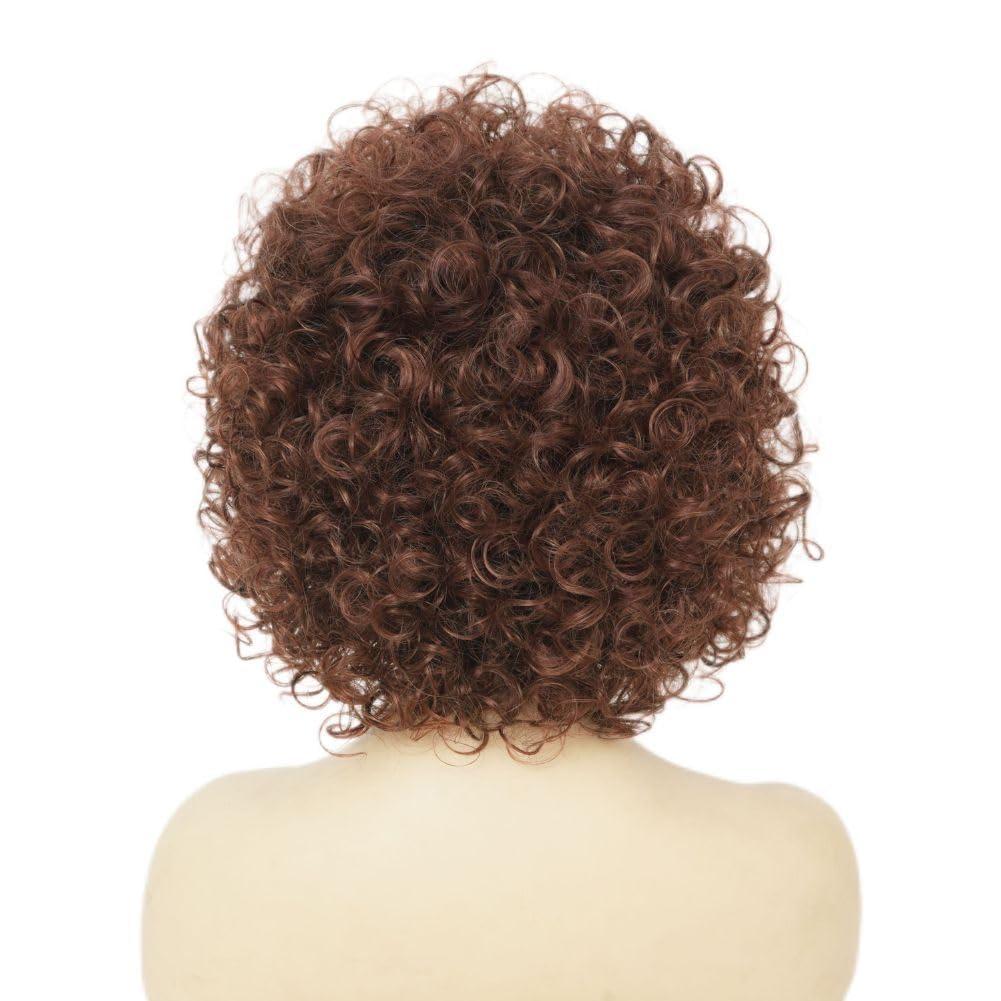 Salaibs Salaibs Short Brown Curly Wig for Women Natural Looking Synthetic Full Wigs for Cosplay Daily Party UseReddish Brown