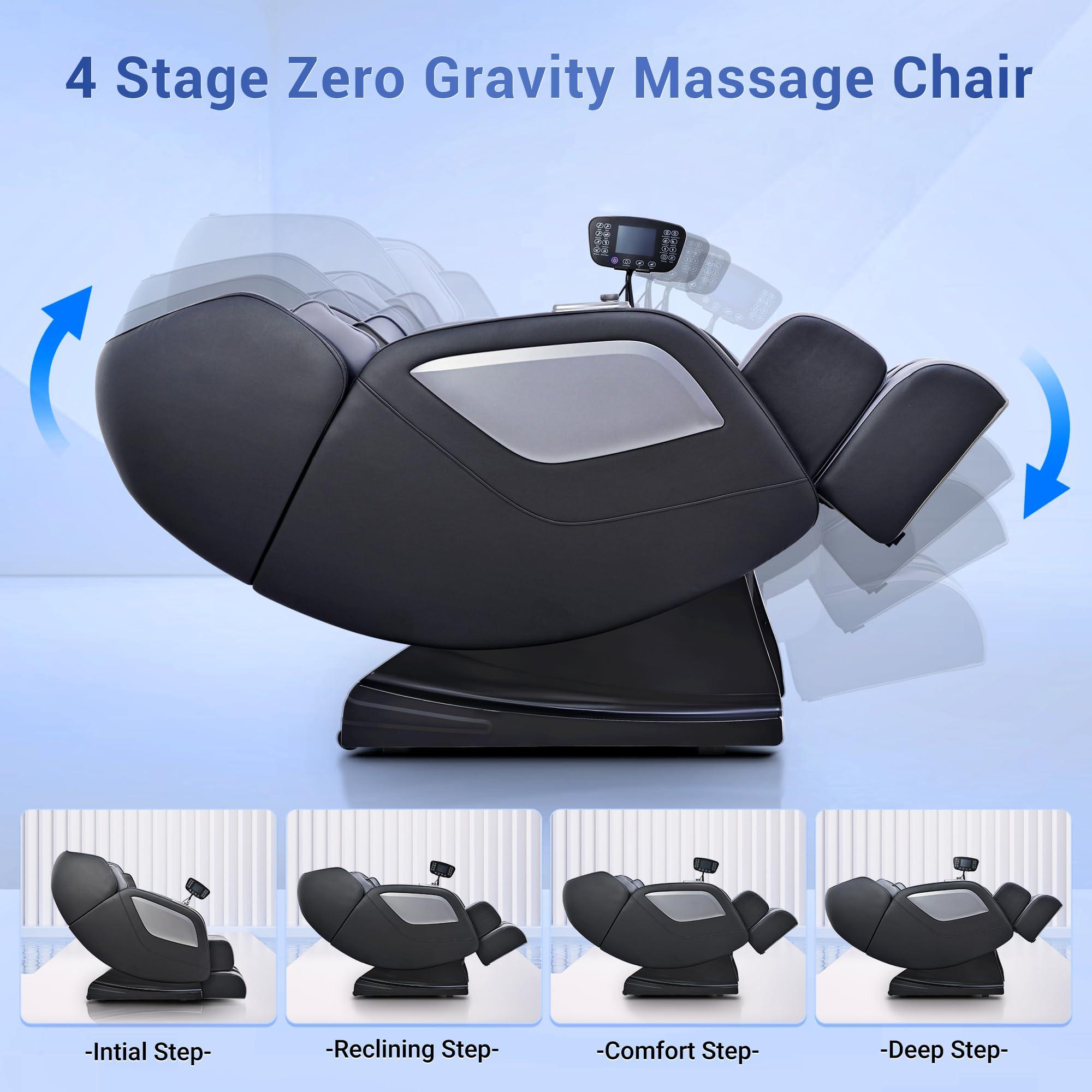 Mazzup Mazzup Full Body Zero Gravity Shiatsu Massage Chair with Fully Assembled, LCD Screen, Shortcut Keys, USB Charging Port, Heat, for Loved Ones, Parents, Black