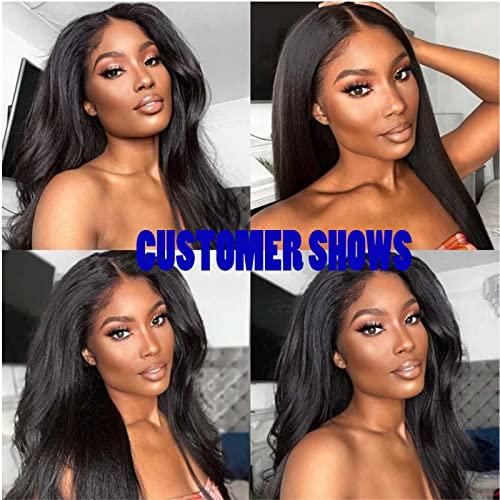 Belaved Yaki Tape in Hair Extensions Human Hair for Black Women Natural Black Lightweight Yaki Straight Human Hair Tape in Extensions Double Sided Seamless Skin Weft 10A Brazilian Remy Hair 20Inch