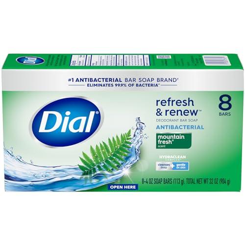 Dial Dial Antibacterial Bar Soap, Refresh & Renew, Mountain Fresh, 4 oz, 32 Bars (Pack of 3)