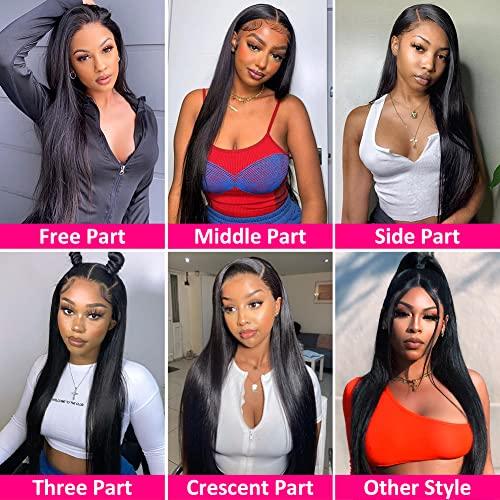 Subella Subella 13x4 Lace Front Wigs Human Hair Pre Plucked with Baby Hair Bleached Knots 10A 180% Density Brazilian Straight Lace Front Human Hair Wigs for Black Women (16inch)
