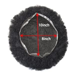 Generic Full Lace Afro Toupee for Black Men Hair Units Kinky Curly Virgin Human Hair Pieces African American Men\'s Hair System Toupee Natural Hairline Man Weave Hair Unit8x10 1B# OFF BLACK-8mm