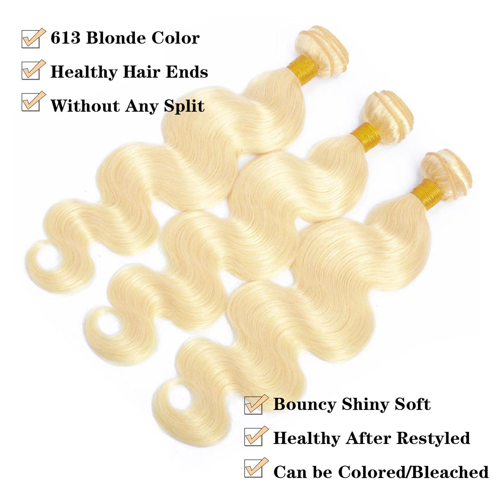 ROYAL IMPRESSION 613 Blonde Bundles Human Hair 26 Inch 12A Grade 613 Body Wave Bundles 100% Unprocessed Brazilian Virgin Human Hair Bundles 1 Bundle Human Hair 613 Blonde Hair Bundle