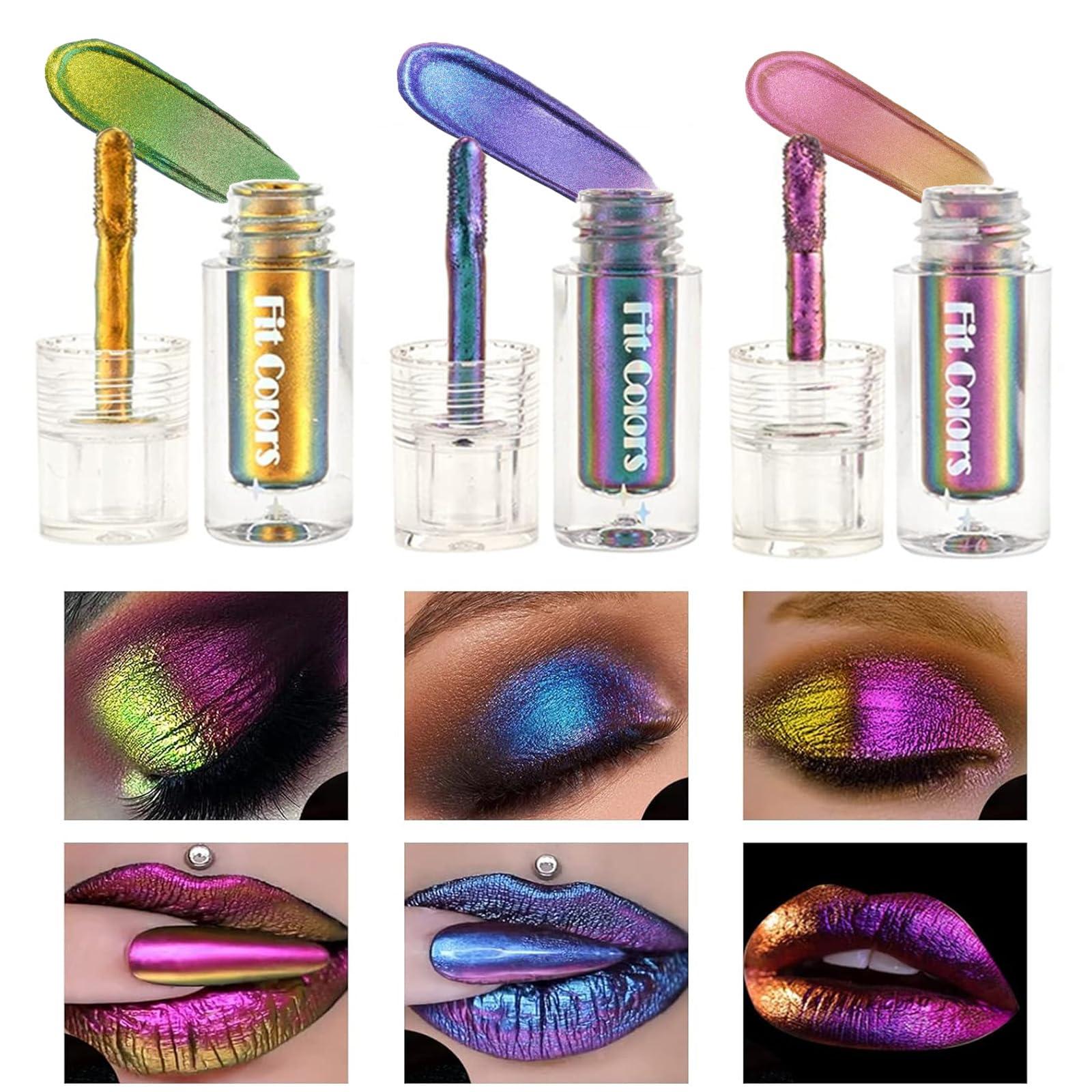 Domality Domality Chameleon Eyeshadow Liquid Set, 3pcs Intense Color Shifting Multichrome Eyeshadow, Highly Pigment Metallic Long Lasting Quick-Drying No Creasing Eye Makeup