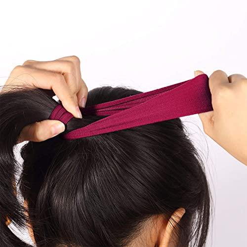 EBOOT 20 Pieces Large Cotton Stretch Hair Ties Bands Rope Ponytail Holders Headband for Thick Heavy or Curly Hair, 6.5 cm in Diameter (Neutral Colors)