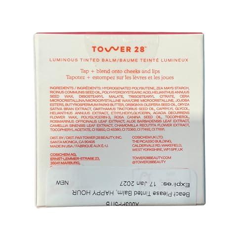 Tower 28 Tower 28 Beauty BeachPlease Cream Blush for Cheeks and Lips - Multi-Purpose Lip and Cheek Tint in Pink Blush - for Sensitive Skin Color HAPPY HOUR, Luminous Finish