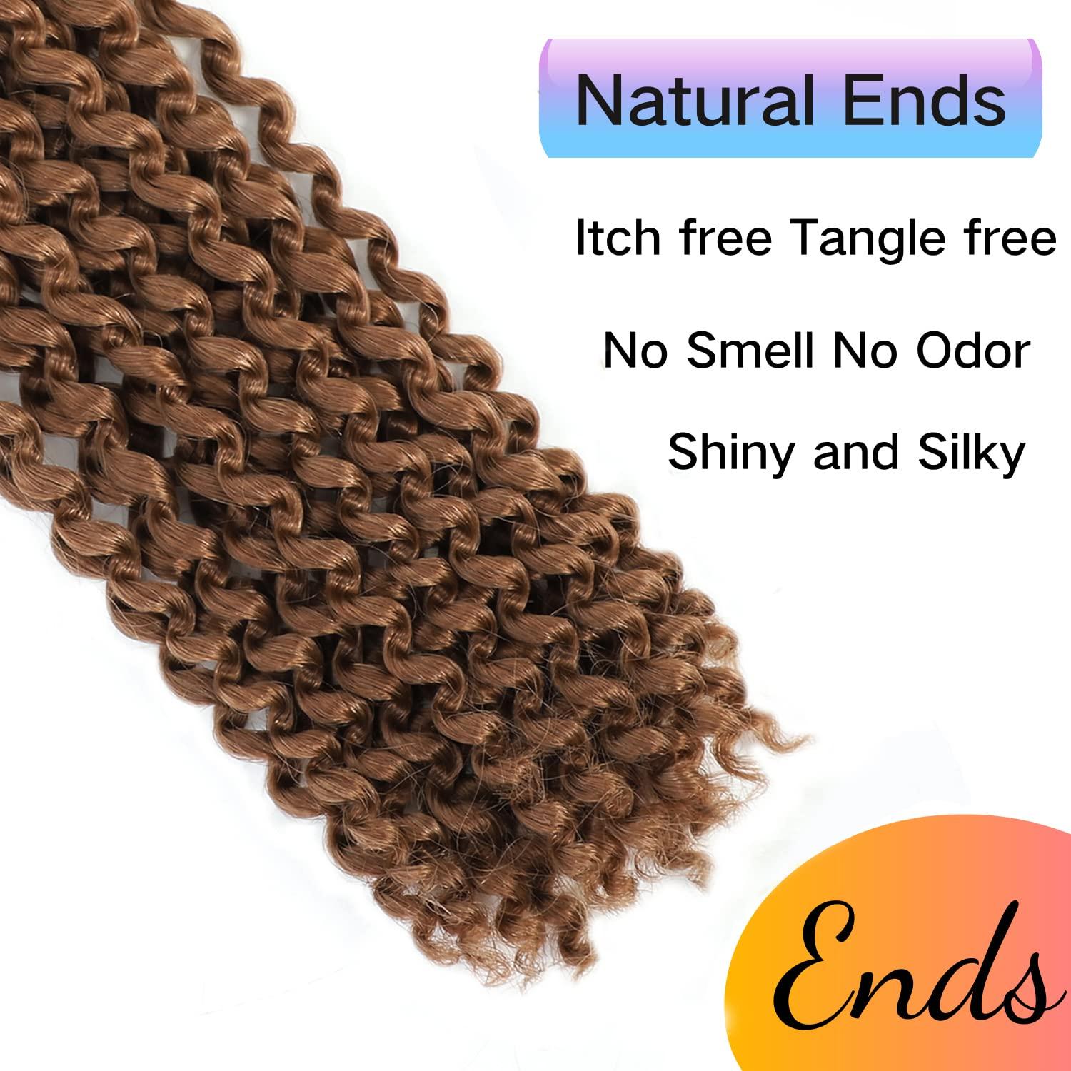 Ceajae Long Passion Twist Hair 18 Inch Water Wave Crochet Hair for Black Women Passion Twist Crochet Hair for Butterfly Locs 8 Pack Curly Crochet Passion Twist Braiding Hair Extensions 30# Caramel Brown