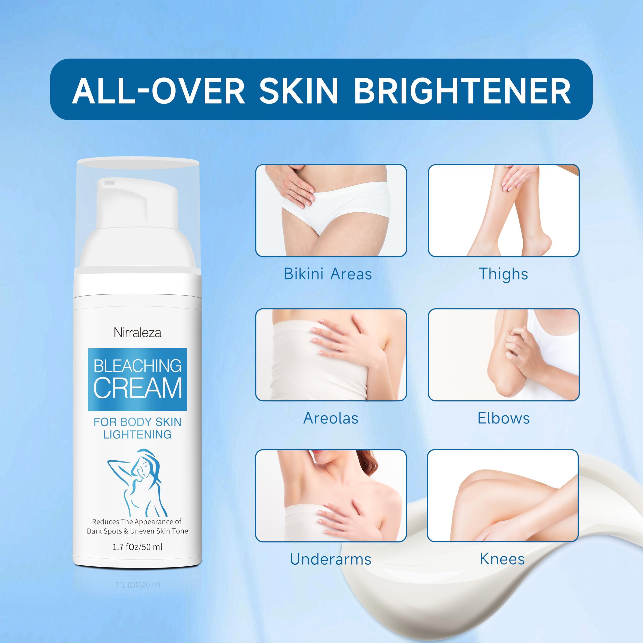 Nirraleza Skin Bleaching Cream for Body Intimate Areas, Skin Whitening Cream, Skin Lightening Cream, Dark Spot Remover for Private Parts, Underarms, Knees, Armpits, Elbows, Inner Thighs (1.7 Fl Oz) (1.7 Fl Oz)