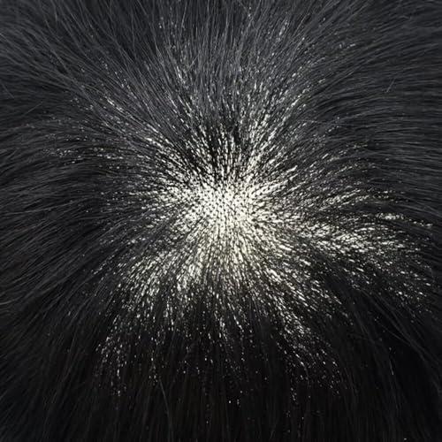 Generic Toupee For Men Human Hair Replacement System Fine Mono Lace Durable Mens Toupee Natural Hairline Mens Hair Piece NPU Monofilament Wig Hair Unit 9\"x11\"-120% Medium Density#1B Off Black