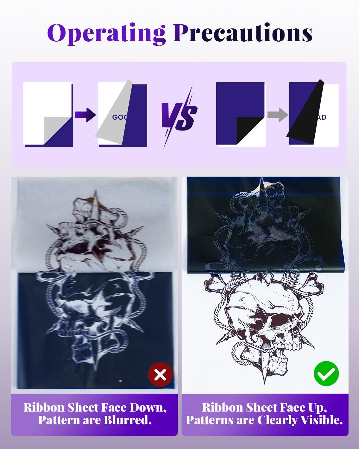 Phomemo Phomemo M08F Tattoo Stencil Printer Bluetooth, Wireless Tattoo Printer Machine, Portable Thermal Printer Tattoo, Compatible with Smartphone, Pad and PC, with 10pcs Transfer Paper (Black)