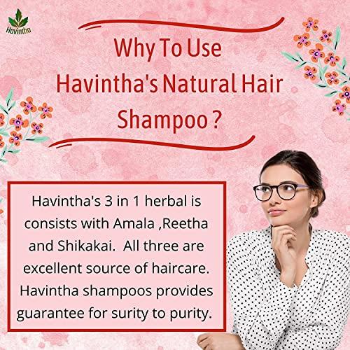 Havintha Natural Hair Shampoo for Hair 8 oz, AMLA REETHA SHIKAKAI POWDER (Phyllanthus emblica, Sapindus mukorossi, Acacia concinna),Product of Havintha, 227g