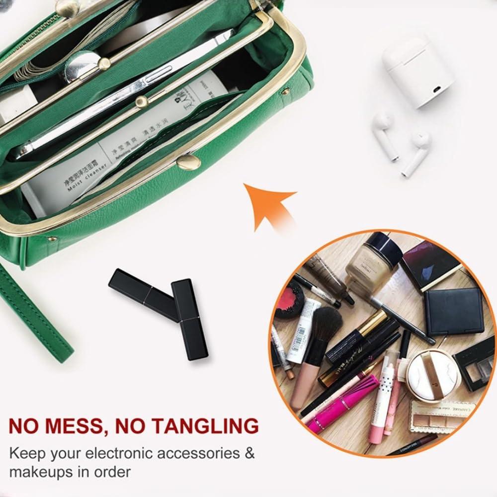 ZBOLI Cosmetic Bag for Woman,Kiss Lock Clutch Bag Genuine Leather Evening Bag Kiss Clasp Wrist Wallet Vitange Handbag (RED)