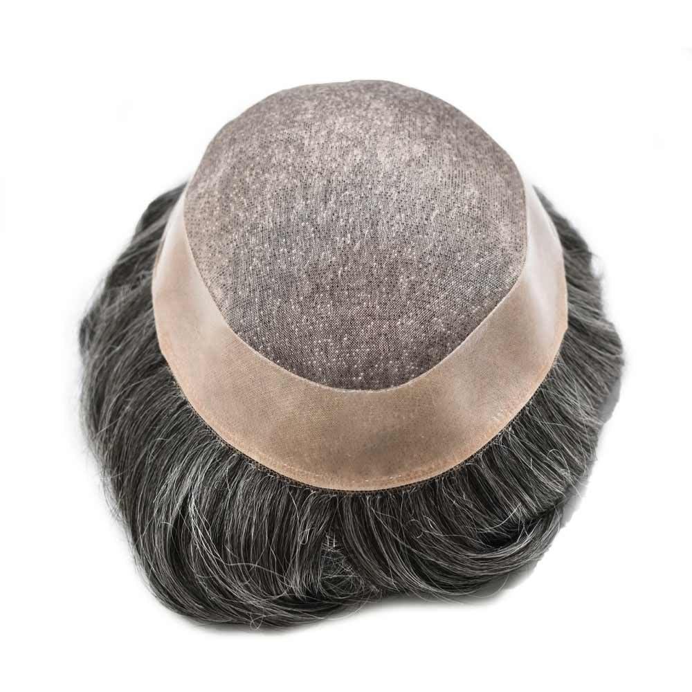 Hair Wonders Mens toupee hair replacement system for men hairpieces toupee for men real human hair pieces for men hair systems Protesis Capilar Para Hombre US Stock7x10-#1B50 1B# OFF BLACK+50% GREY