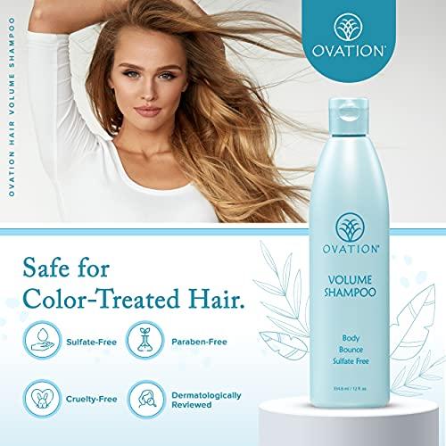 Ovation Hair Ovation Hair Volume Shampoo - For Voluminous, Bouncy Hair - 12 oz - Gentle Cleansing and Helps Removes Excess Hair Oil - For Fine, Thin Hair - With Fenugreek, Aloe Vera, Saw Palmetto