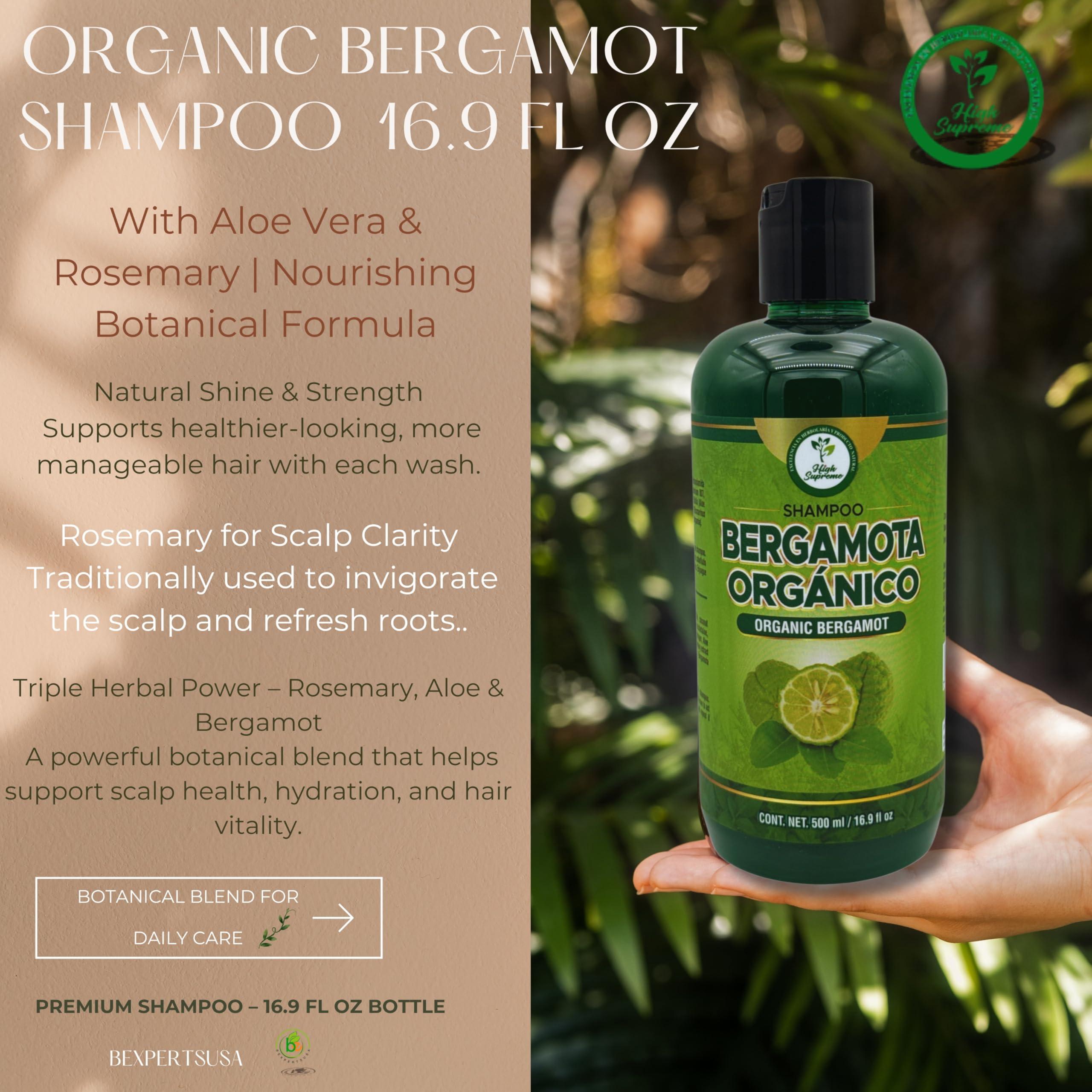 HIGH SUPREME HIGH SUPREME Shampoo organic bergamot (16.9 fl oz) with aloe vera & rosemary SHAMPOO ORGANICO BERGAMOTA con Sabila & Romero Cont. net. 500 ml