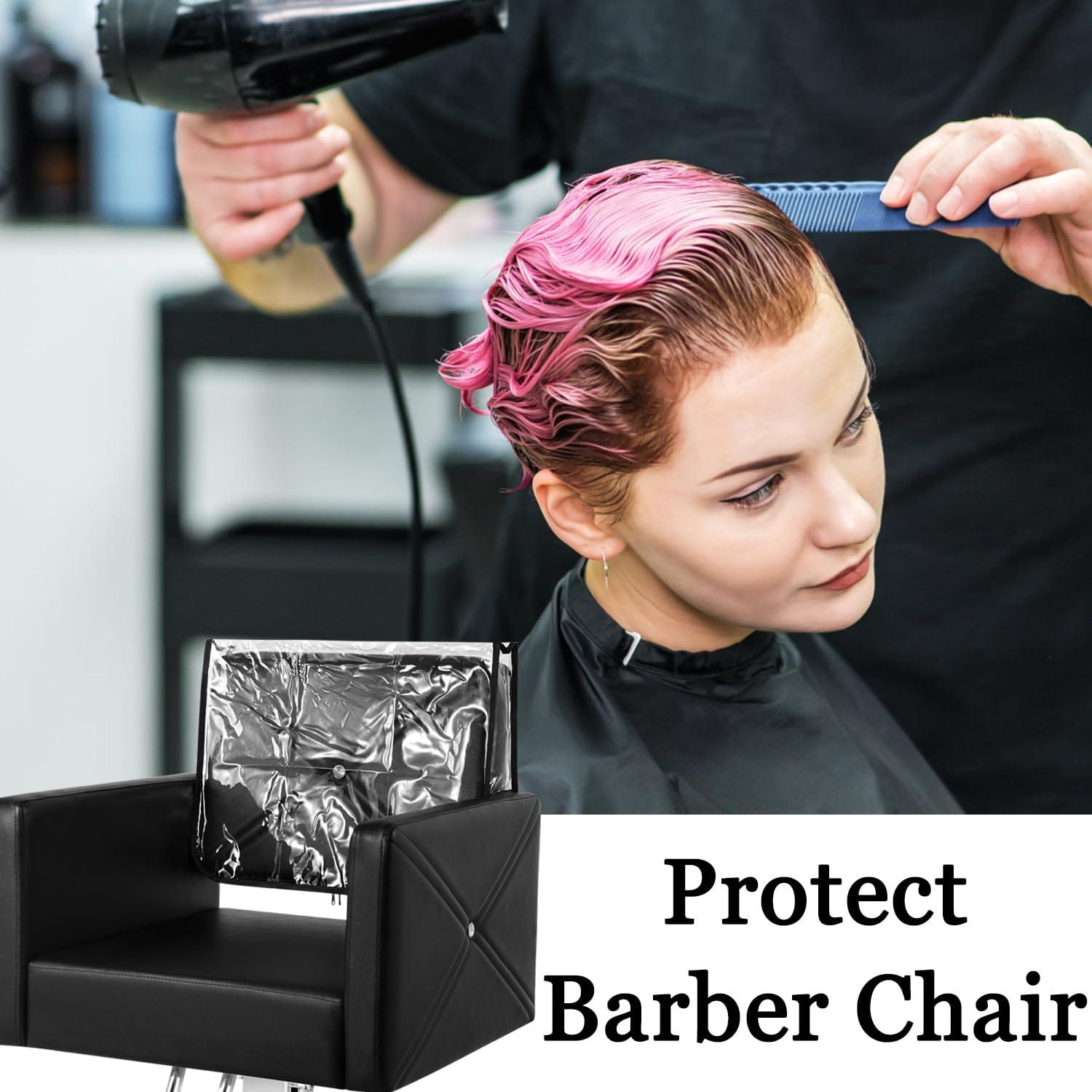 MIMWOW MIMWOW 4 Pcs Salon Chair Covers, Clear Plastic Protectors for Standard Chairs, Prevents Damage to Salon Spa Chairs, Black