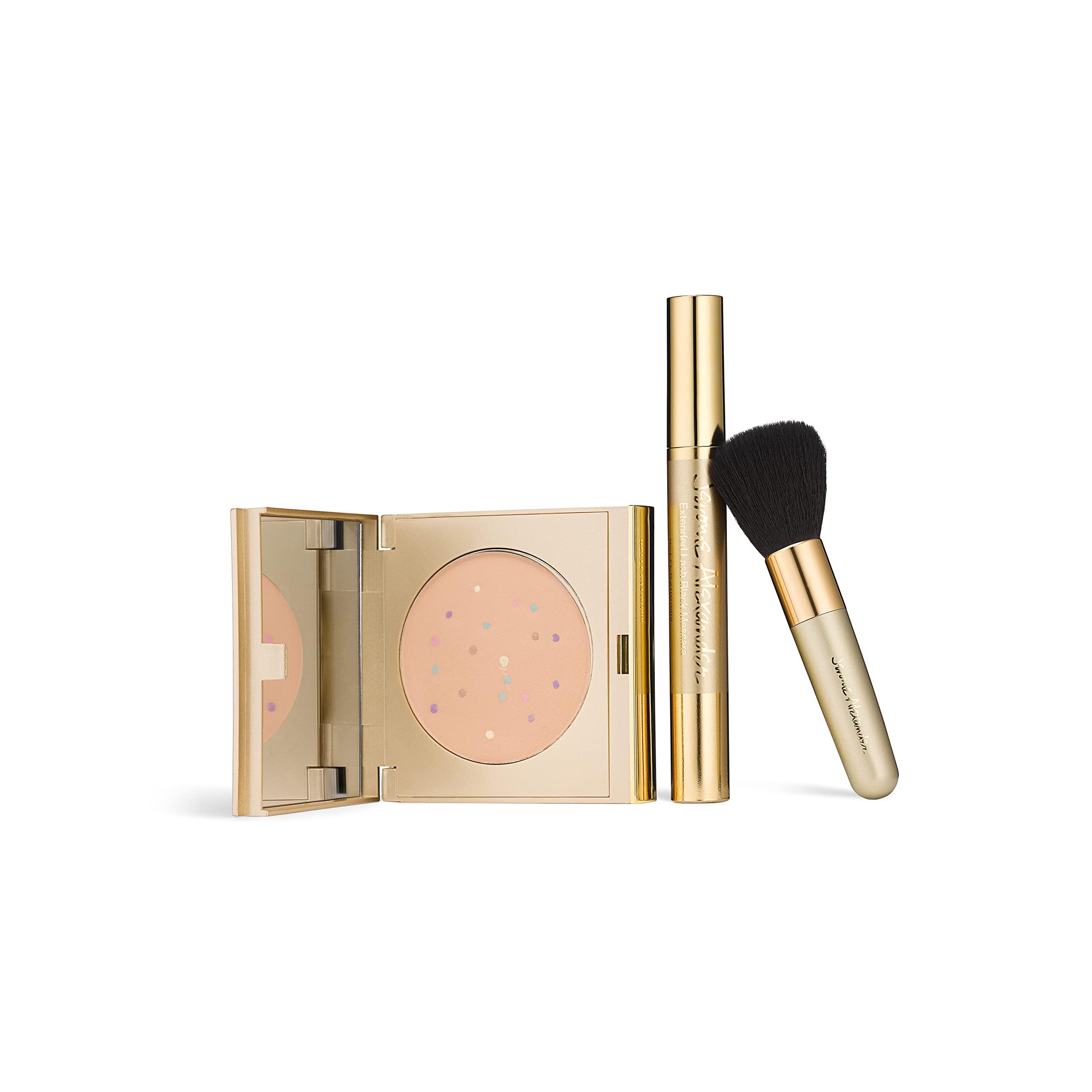 Jerome Alexander Jerome Alexander MagicMinerals Pressed Mineral Powder Set with Mirror Compact, Extending Lash Mascara, Professional Stubby Brush & Blending Sponge (Medium)
