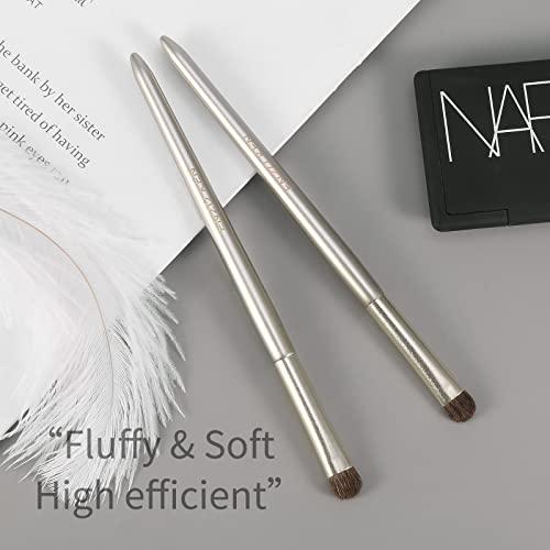 ENZO KEN Natural Pony Hair Eye Shadow Brush by ENZO KEN, Medium Smudge Eyeshadow Brush, Shader Eye Shadow Brush, Eye Smudge Brush, Single Eyeshadow Brush, Eye Brushes, Eyeshadow Blending Brush. (Gold, E203M)