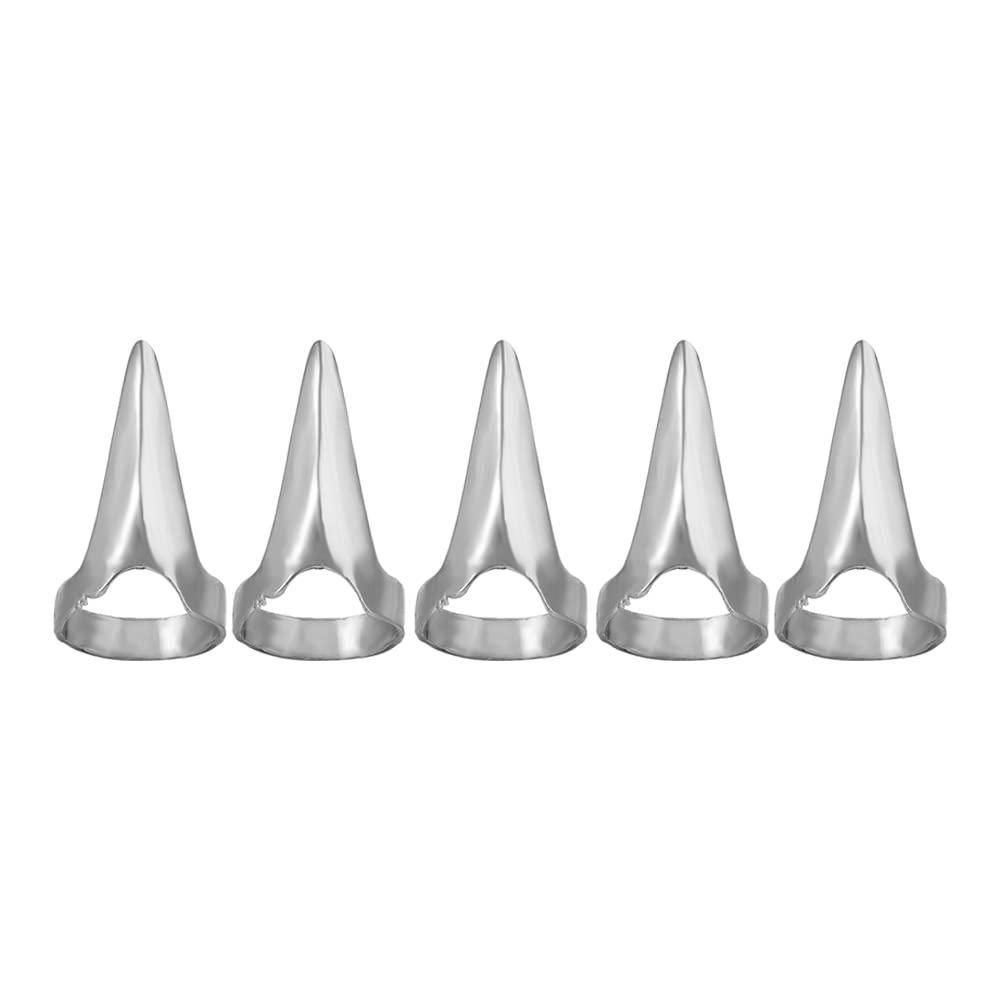 FGHUK 5PCS Finger Claws Cosplay Claws Rings,Punk Rock Nail Finger Armor Gothic Talon Nail Fingertip Claw,Hair Parting Selecting Sectioning Tool(Silver)
