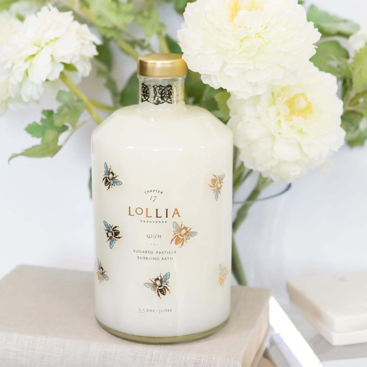 LOLLIA Lollia Wish Bubble Bath, 33.8 fl. oz. Sugared Pastille Scent Gentle & Moisturizing Bubble Bath, Hydrating Ingredients, Scented Bubble Bath for Women