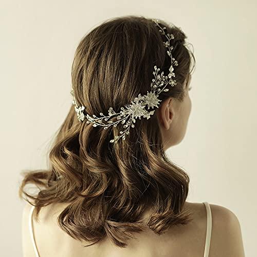 Asphire Asphire Handmade Bridal Crystal Floral Headband with Comb Rhinestone Flower Hair Band Elegant Women's up-do Hair Piece Bridesmaid Headpiece for Wedding, Gold