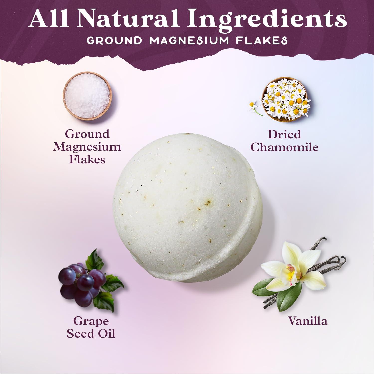 PURPLE CANYON Purple Canyon Bath to Bed Natural Bath Bombs | Relaxing Sleep Support with Magnesium | Chamomile and Vanilla Scented Handmade Bath Bombs Set