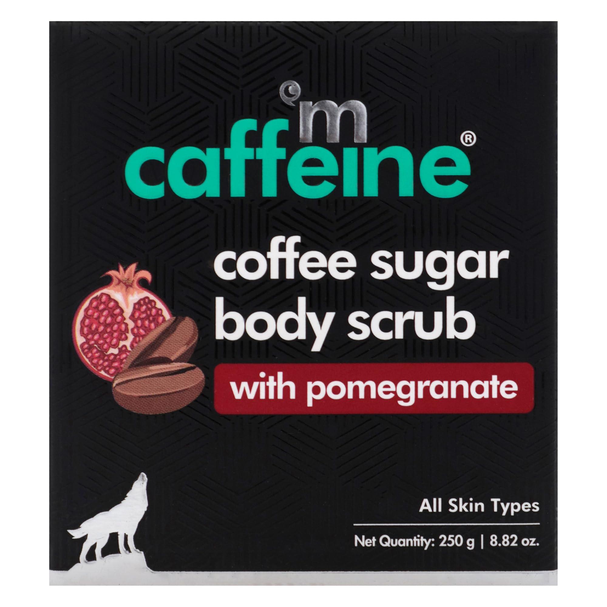 mCaffeine mCaffeine Coffee Sugar Body Scrub with Pomegranate - Body Wash Reduces Scars - Nourishing Blend of Coffee and Brown Sugar - All Skin Types - 8.82 oz