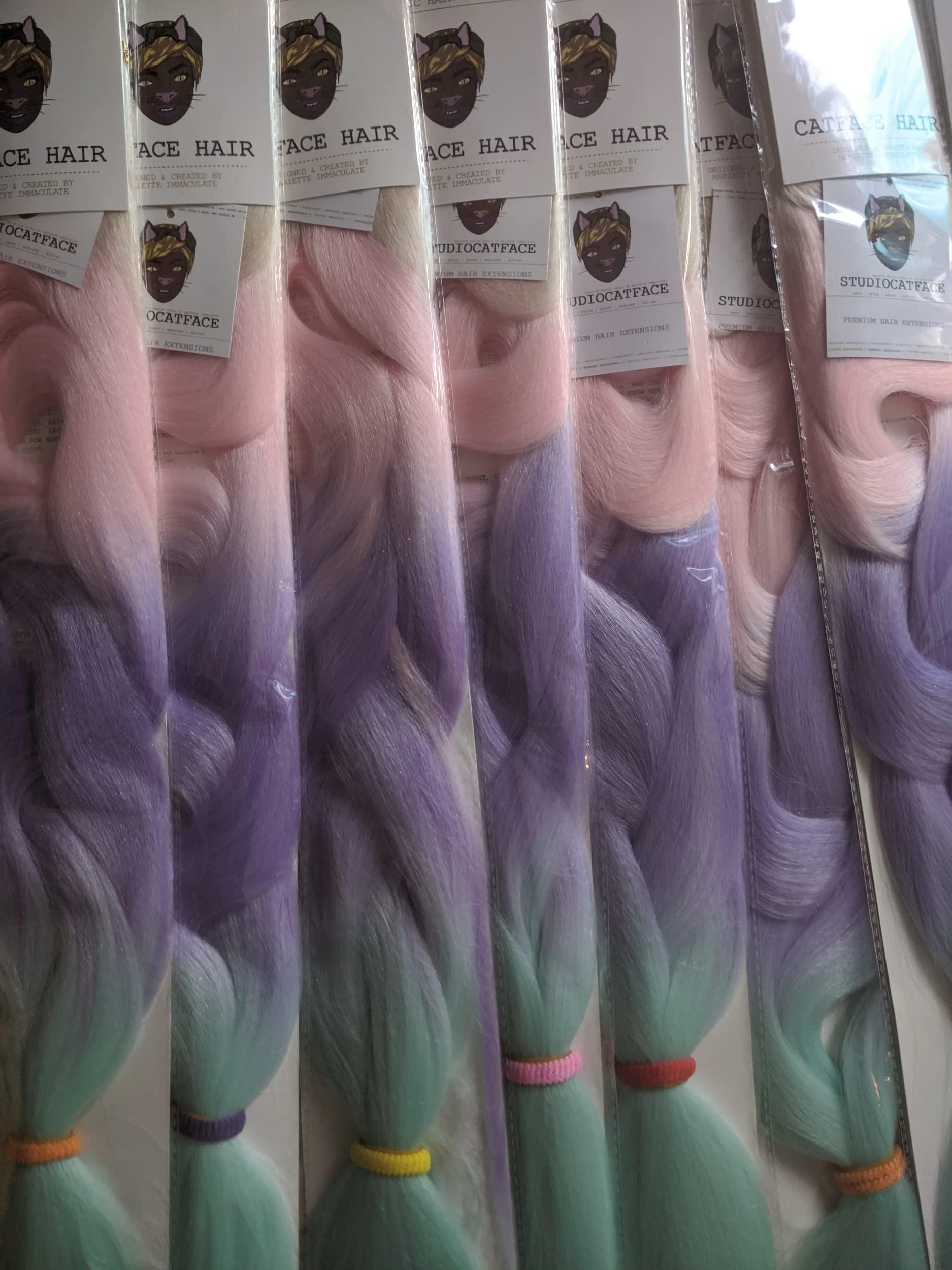 Catface Hair BLONDE & MIDNIGHT PASTEL CRUSH FOUR TONE OMBRE - 30 INCHES CATFACE BRAIDING HAIR CUSTOM DESIGN