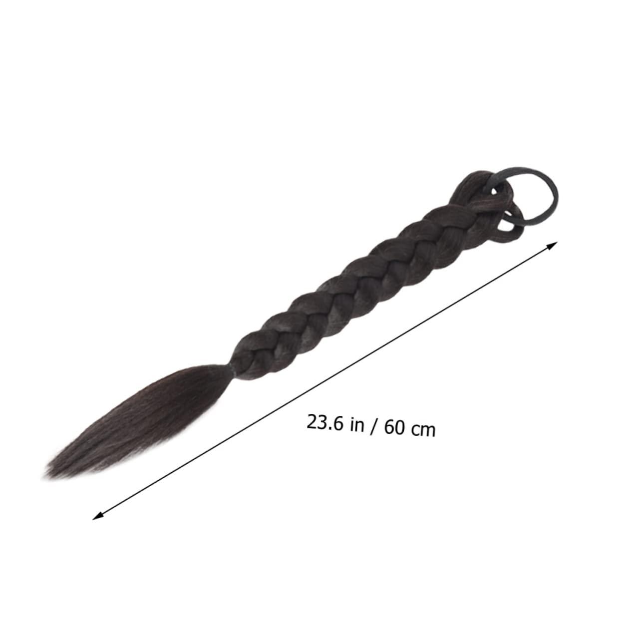 Housoutil Housoutil 4 Pcs Wig Braid Buns Braid Wig Ponytail Extension Human Hair Braid Extensions Women Braid Ponytail Braid Hair Band Light Brown Ponytail Extension Curly High Temperature Wire Black