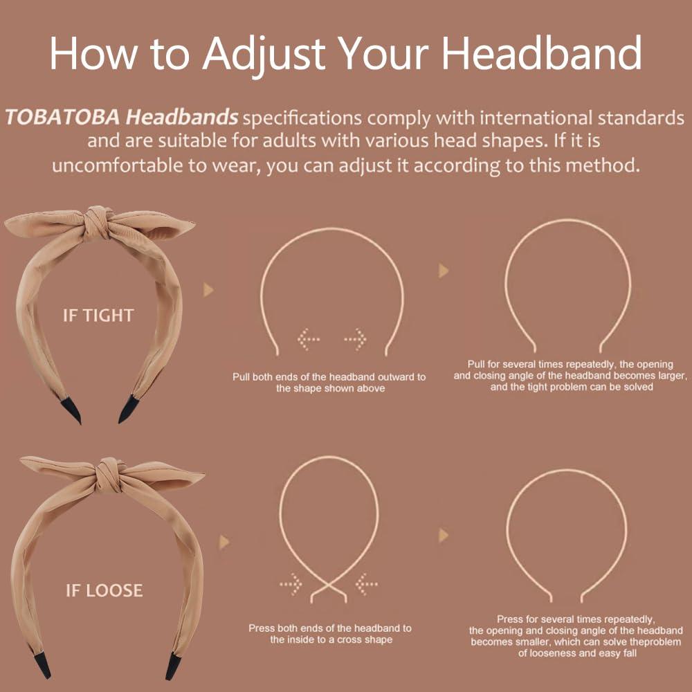 TOBATOBA TOBATOBA Bow Headbands for Women 6Pcs Knotted Headband with Bow Cute Stylish Top Knot Headband Black Bow Headband Women Wide Hairband Hair Accessories for Women Girls