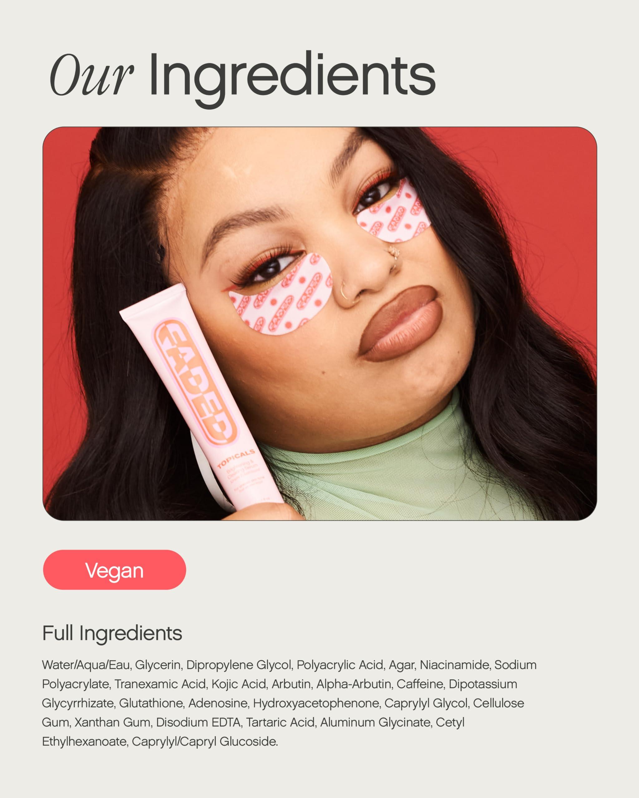 Topicals Topicals Faded Starter Kit, The Brightening & Clearing Bundle - Faded Serum for Dark Spots (0.5oz) and Faded Under Eye Masks (Set of 6)