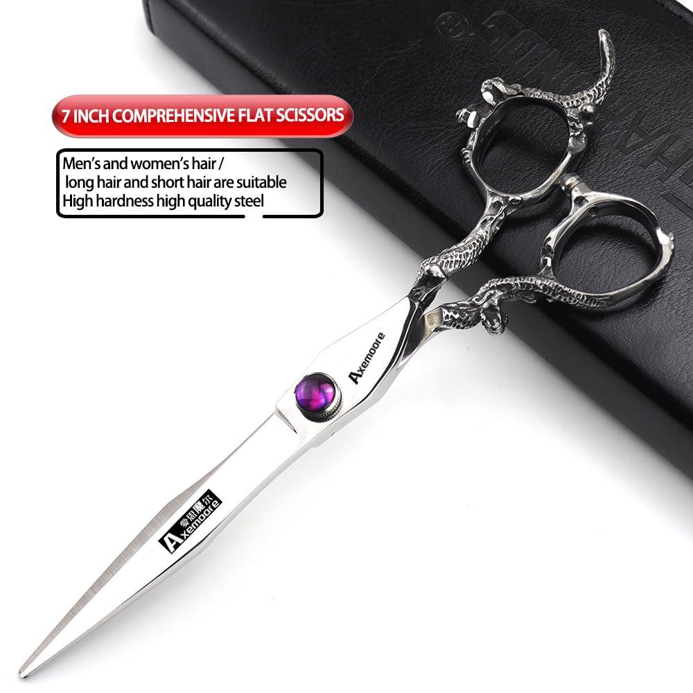 AXEMOORE (3 choices) 7 Inch Salon Professional Hairdressing Scissors Barber Hairstyling Special Tools (7-inch purple gem)