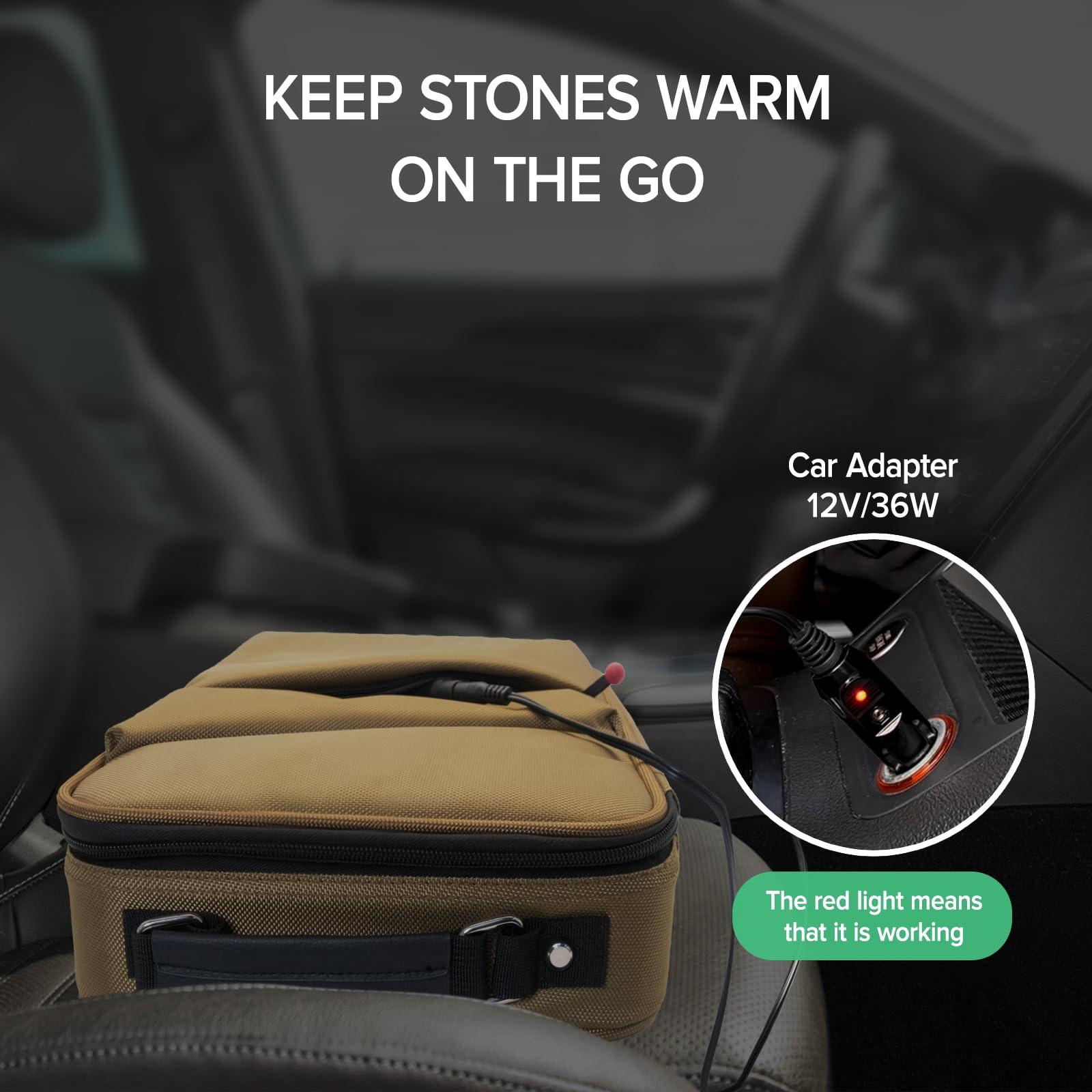 Goodtar Goodtar Portable Hot Stones Warmer Set Spa Salon Massage Digital Electric Heater Kit with 16 Basalt Stones