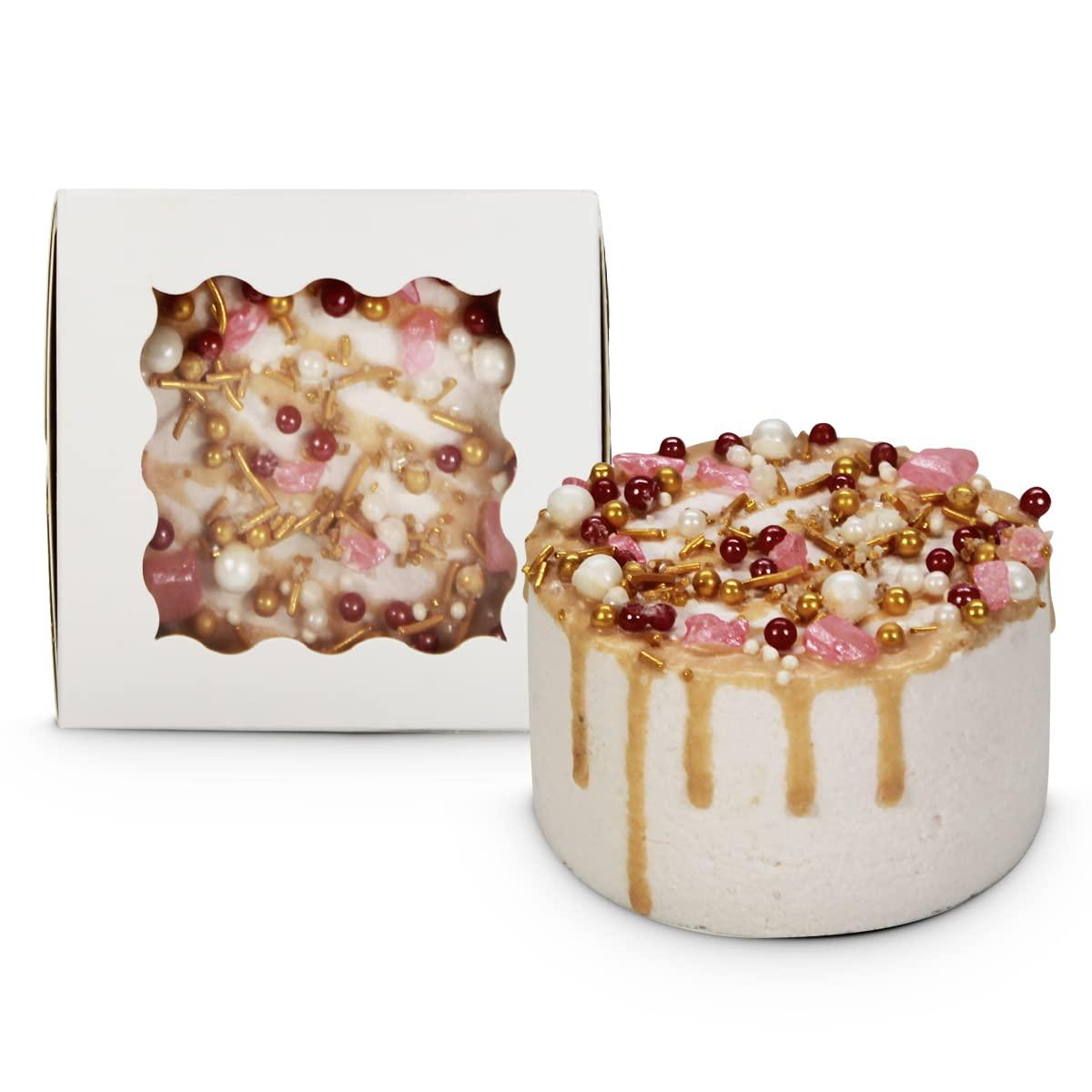 Villamonte Lane Birthday Cake Bath Bomb Gift Set 13 oz Each XXL Ultra-Moisturizing Coconut Oil, Shea, Kaolin Clay Soften Moisturize Dry Skin, Perfect for Bubble Spa Bath Handmade Birthday Gifts (Strawberry Cake)