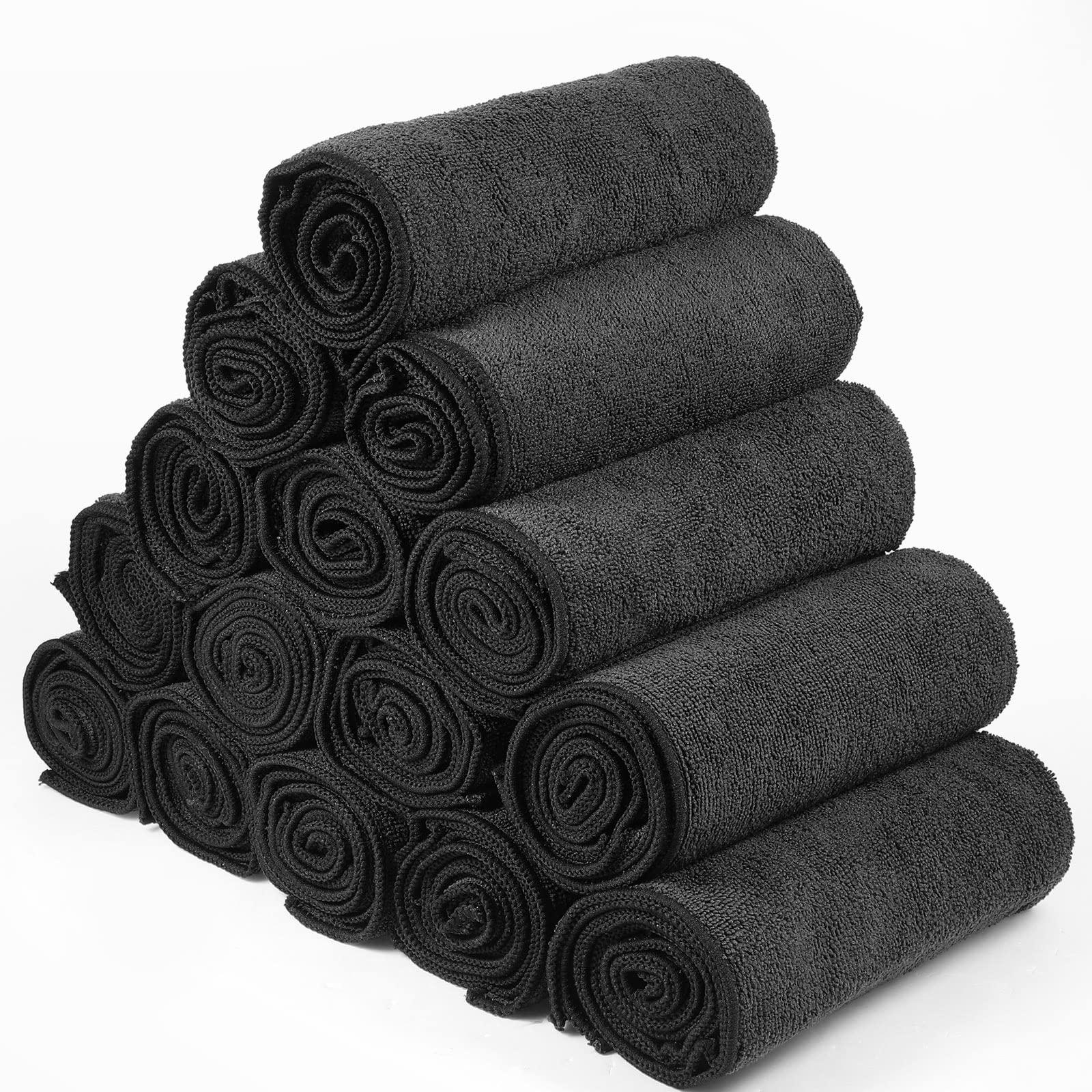 Shimeyao Shimeyao 48 Pack Bleach Proof Salon Towels Microfiber Absorbent Hair Towels Bleach Resistant Salon Hand Towels Bulk for Gym, Bath, Spa, Shaving, Shampoo, Home Hair Drying, 16 x 26 Inches (Black)