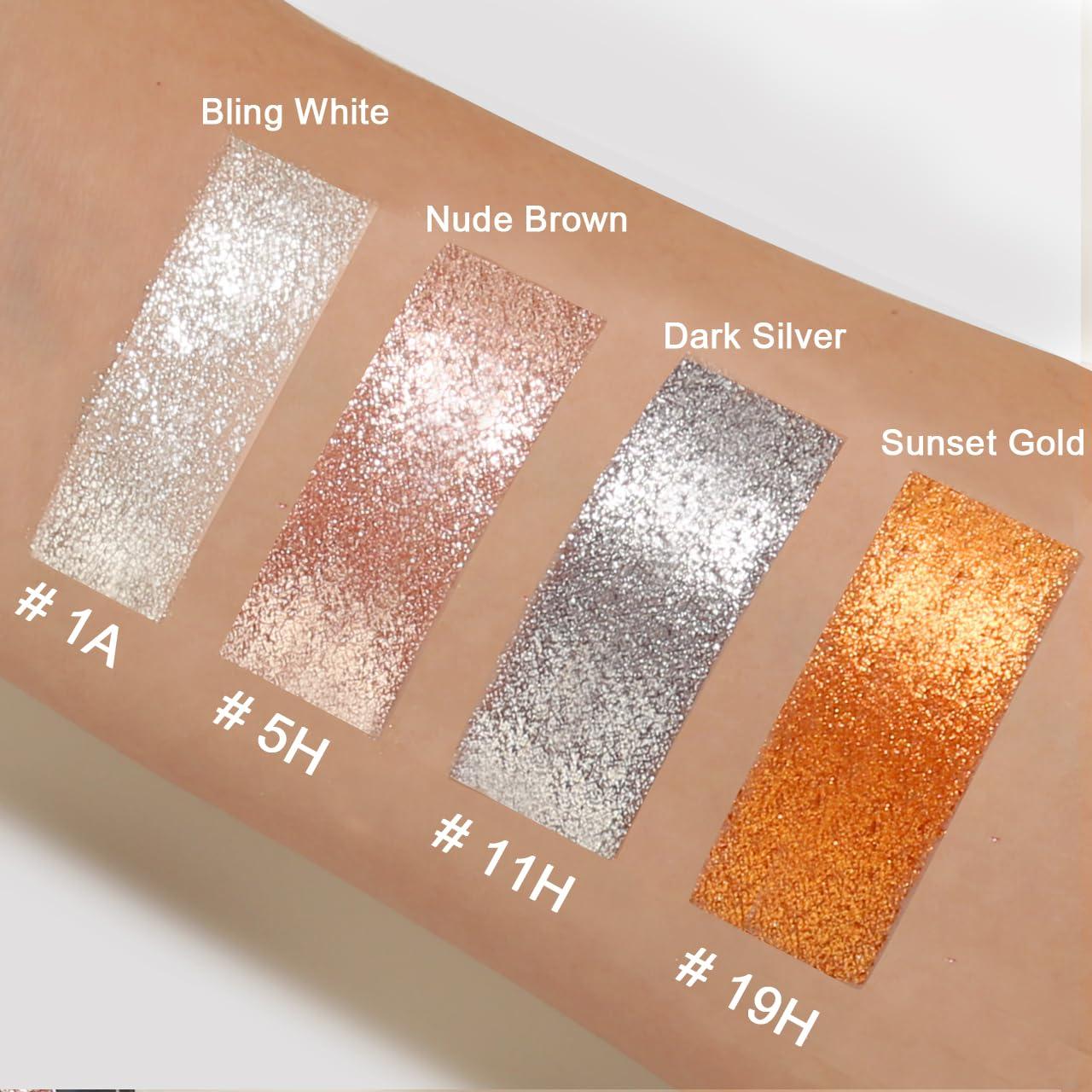 Afflano Afflano Silver Glitter Eyeshadow Super Pigmented, Intense Color Gray Silver Eyeshadow Palette Single, Long Lasting Sparkle Shimmer Metallic Glitter Eyes Look, Blendable Neutral Grey Eye Shadow Makeup