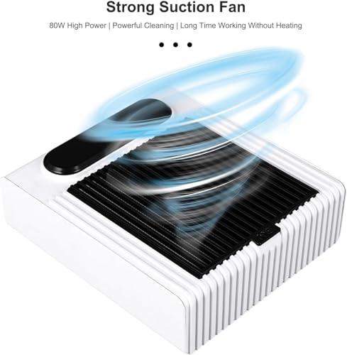 RomildaYuan Nail Dust Collector, 80W Electric Nail Dust Collector Speed Adjustable Nail Drill Machine Vacuum Cleaner Nails Art With Strainer Mesh Nail Machine Recharable Nail Dust Collector With Reusable Filte (