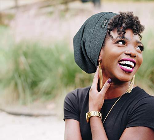 FocusCare FocusCare Sleep Cap,Silk Satin Lined Adjustable Frizzy Hair Black Women Extra Large