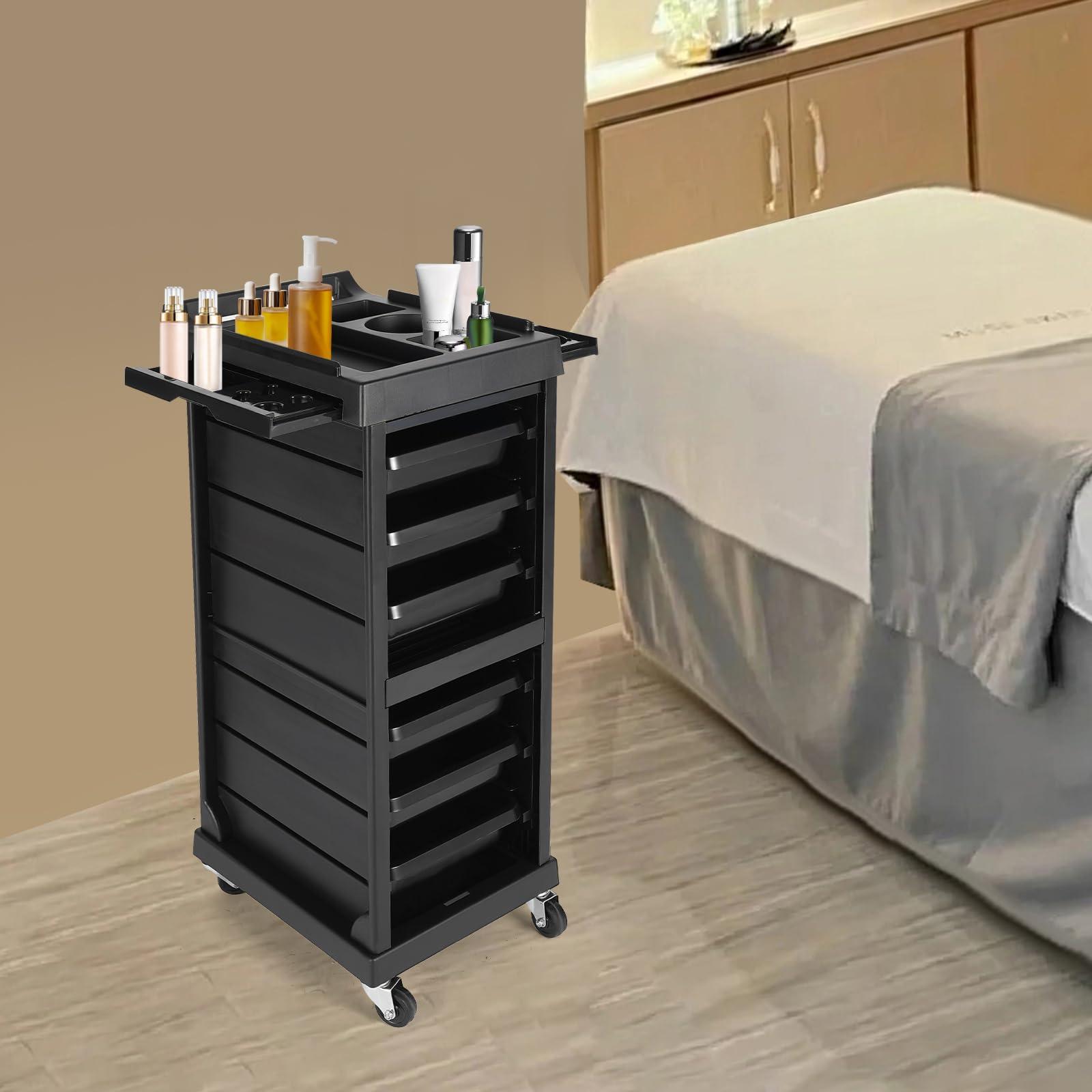 Lemoeyes Salon Trolley Cart - 7 Layers Beauty Rolling Cart with 4 Universal Wheels - Barber Organizer Multi Drawers Storage Cabinet for Hair Salon Supplies Multipurpose Tool Cart