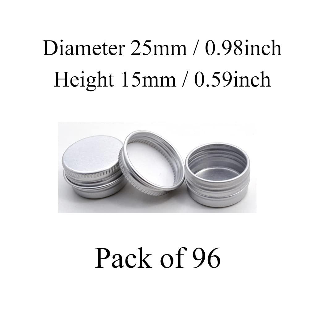 Generic LXLK 96 Pack 5ML Silver Aluminum Lip Balm Tins Cans Jars Empty Refillable Containers with Screw Lid Round Travel Storage Cosmetic Storage Bottle for Powder Candle Salve Spice Cream Anti-Leakage