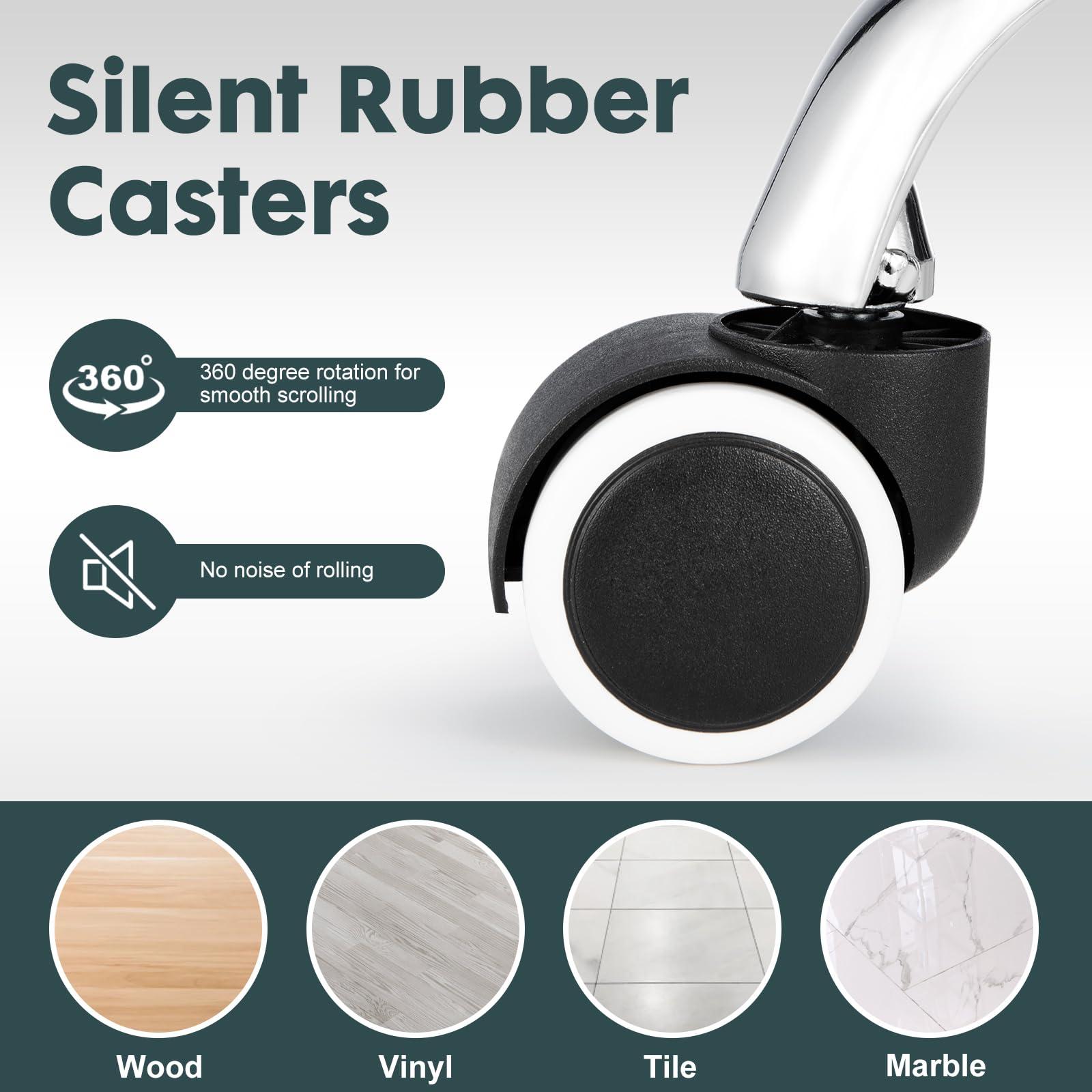 FNZIR FNZIR Swivel Rolling Stool with Wheels Height Adjustable Stool Chair Drafting Chair with Backrest White